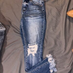Women's Blue Distressed Jeans